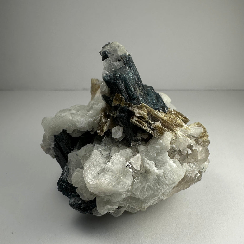 Green Tourmaline with Quarz, Mica and Albite, Brazil by Rare Earth Gallery
