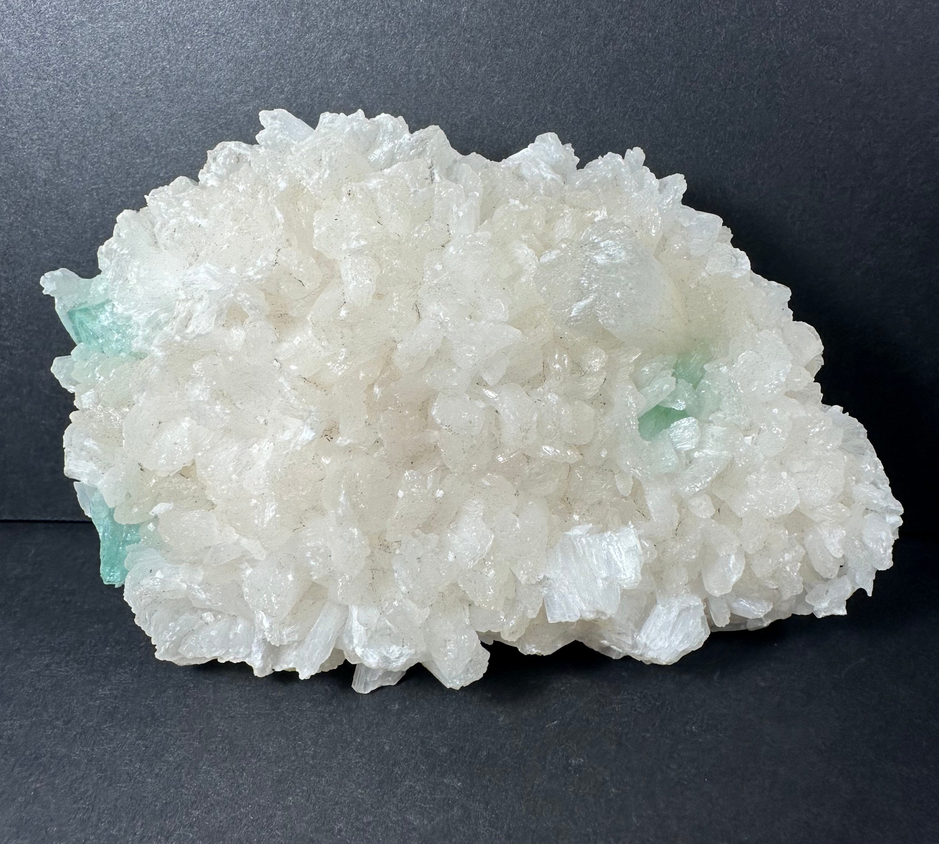 Ocean Green Apophyllite with Stilbite on matrix by Rare Earth Gallery