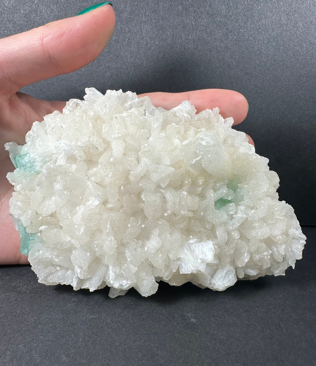 Ocean Green Apophyllite with Stilbite on matrix by Rare Earth Gallery