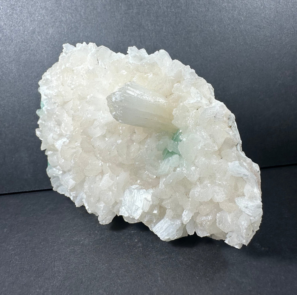 Ocean Green Apophyllite with Stilbite on matrix by Rare Earth Gallery