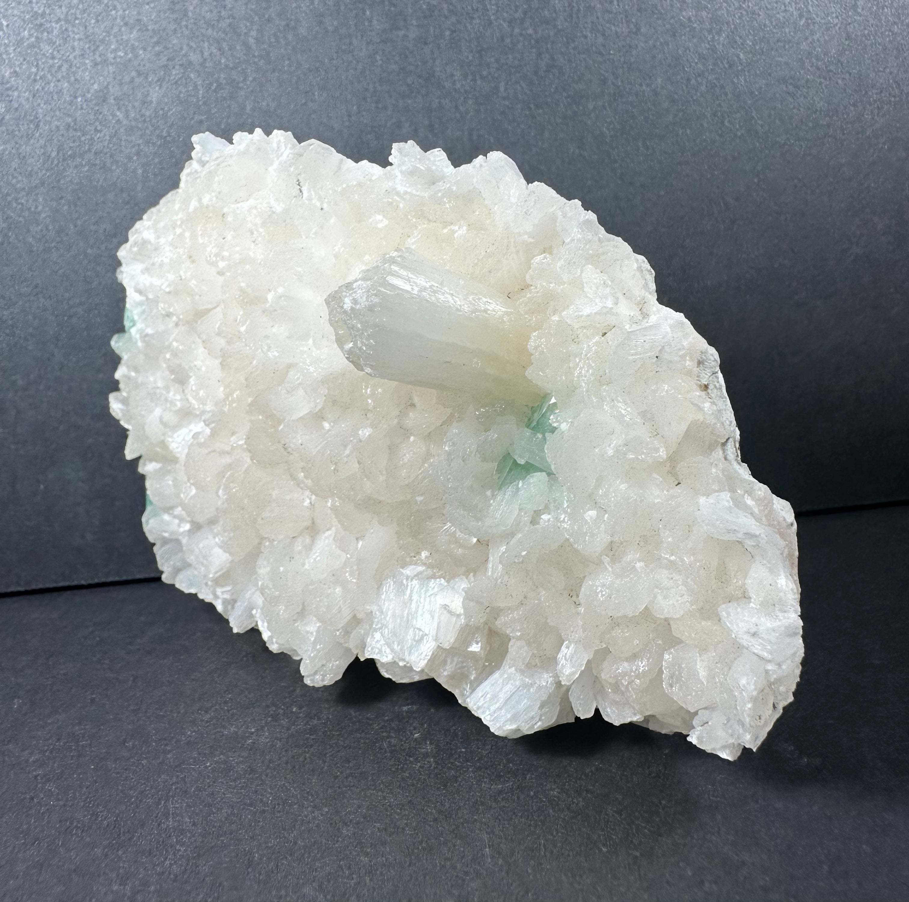 Ocean Green Apophyllite with Stilbite on matrix by Rare Earth Gallery
