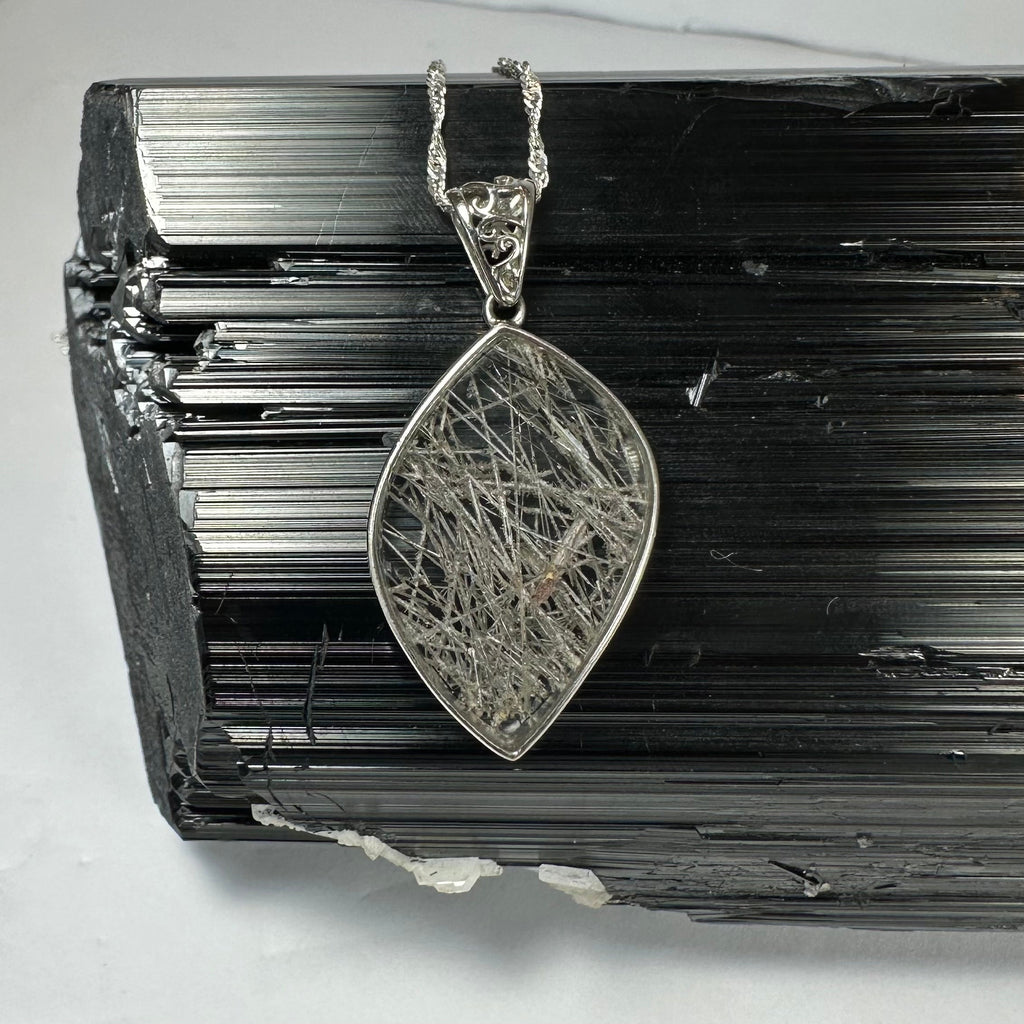 Rutilated Quartz Flame Pendant