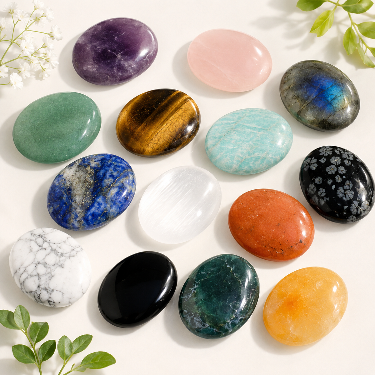 Mix 25pcs Bulk Worry Stones ,Wholesale Worry Stones, Bulk Pocket Palm Stones