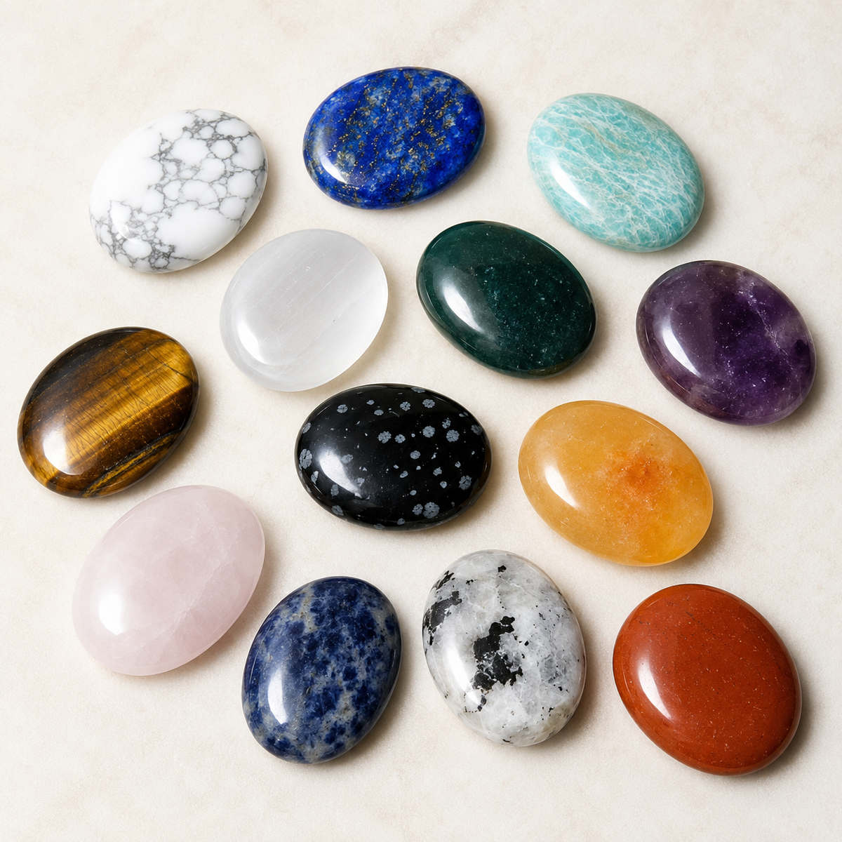 Mix 25pcs Bulk Worry Stones ,Wholesale Worry Stones, Bulk Pocket Palm Stones