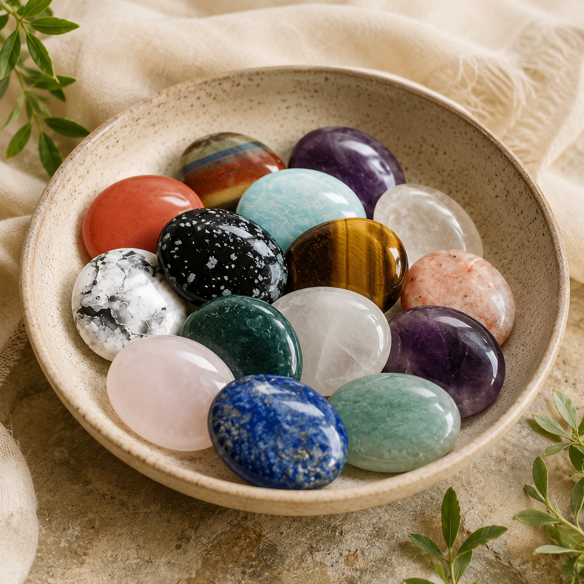 Mix 25pcs Bulk Worry Stones ,Wholesale Worry Stones, Bulk Pocket Palm Stones