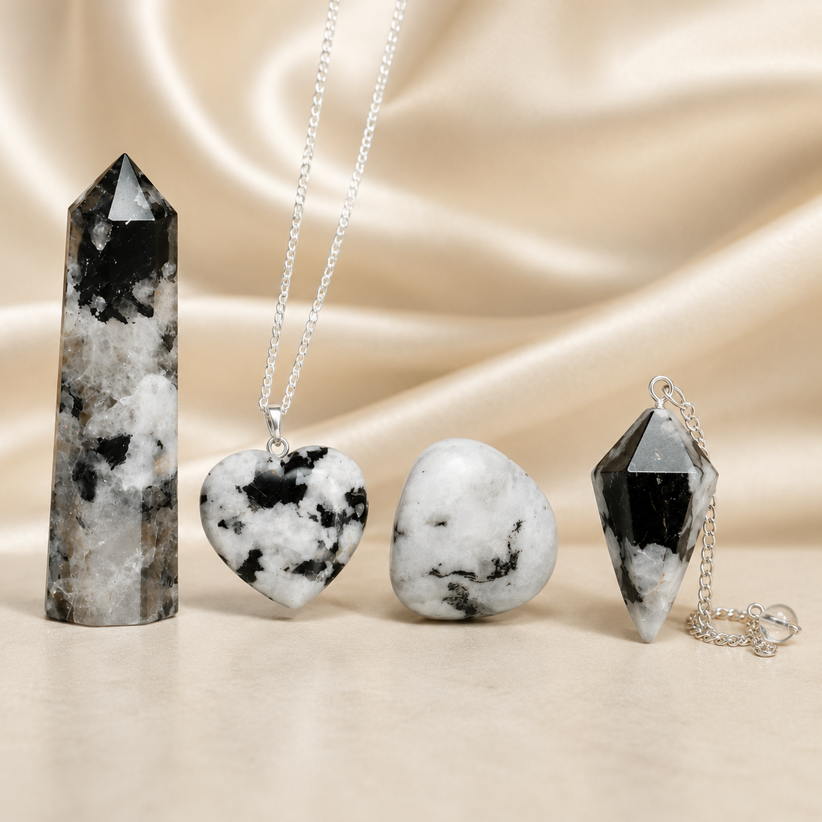 Rainbow Moonstone Crystal Gift Set For Emotional Support and Protection, Real Polished Gemstones.