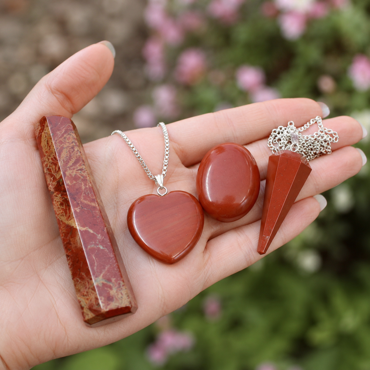 Red Jasper Crystal Gift Set For Emotional Support and Protection, Real Polished Gemstones.