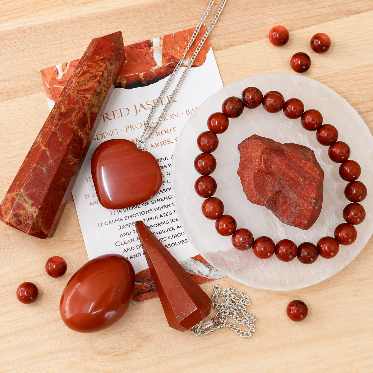 Red Jasper Crystal Gift Set For Emotional Support and Protection, Real Polished Gemstones.