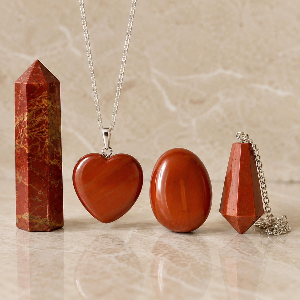 Red Jasper Crystal Gift Set For Emotional Support and Protection, Real Polished Gemstones.