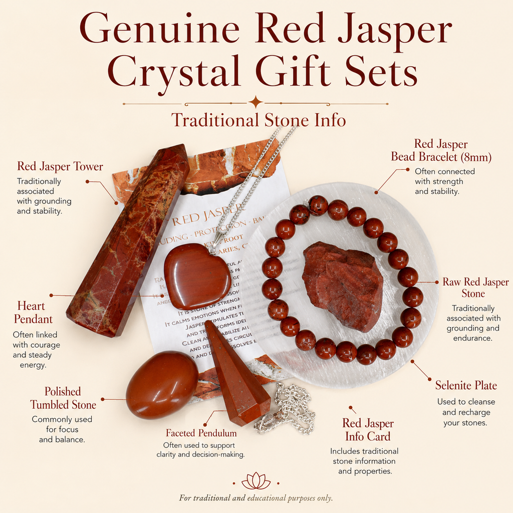 Red Jasper Crystal Gift Set For Emotional Support and Protection, Real Polished Gemstones.
