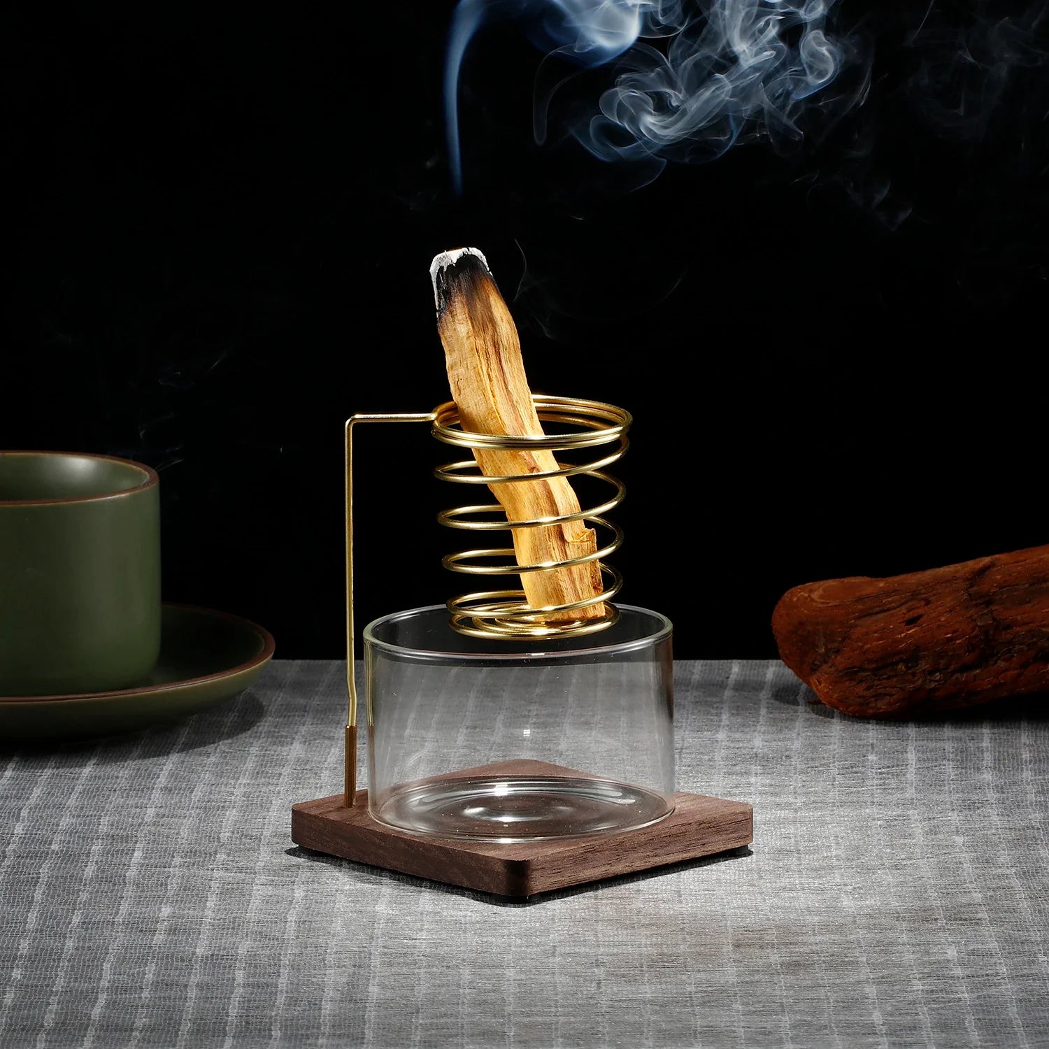 Metal Palo Santo Holder Burner Sage Holder with Glass Ash Catcher Tray Incense Holder for Meditation Yoga Spa