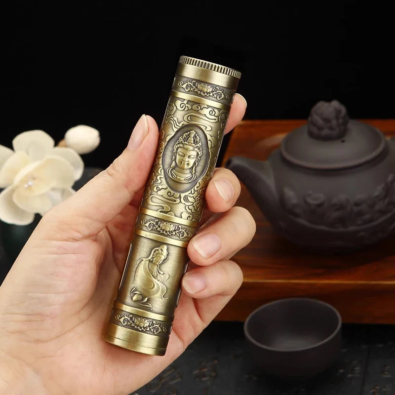 Retro Buddha Metal Incense Case Relief Craft Dragon Incense Box Waterproof Incense Storage Box Incense Accessories