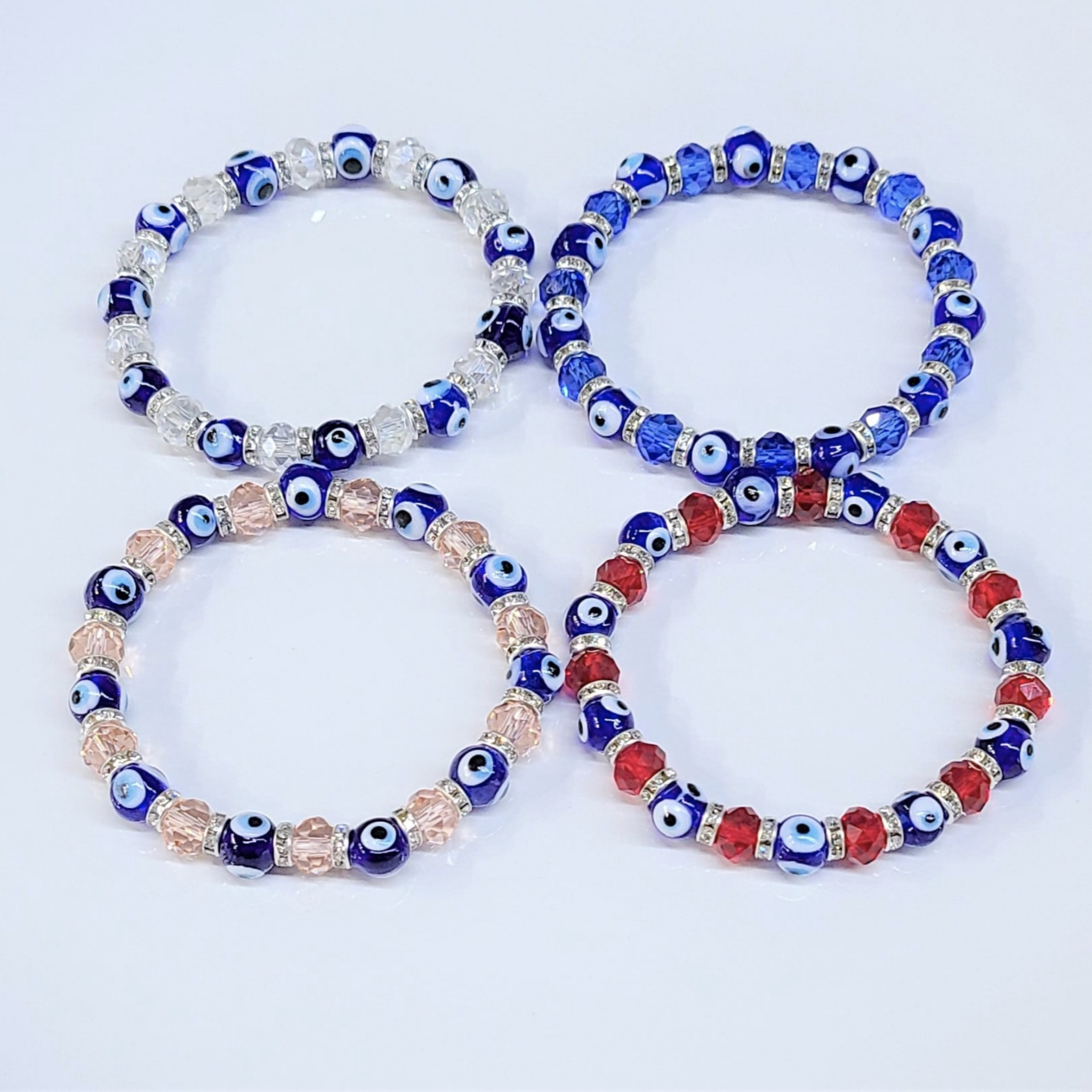 Evil Eye Pink Bead Stackable Bracelet by Sacred Crystals