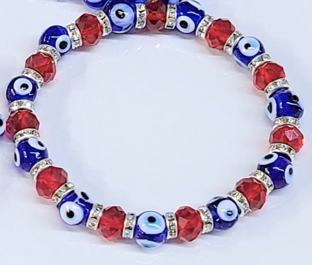 Evil Eye Red Bead Stackable Bracelet by Sacred Crystals