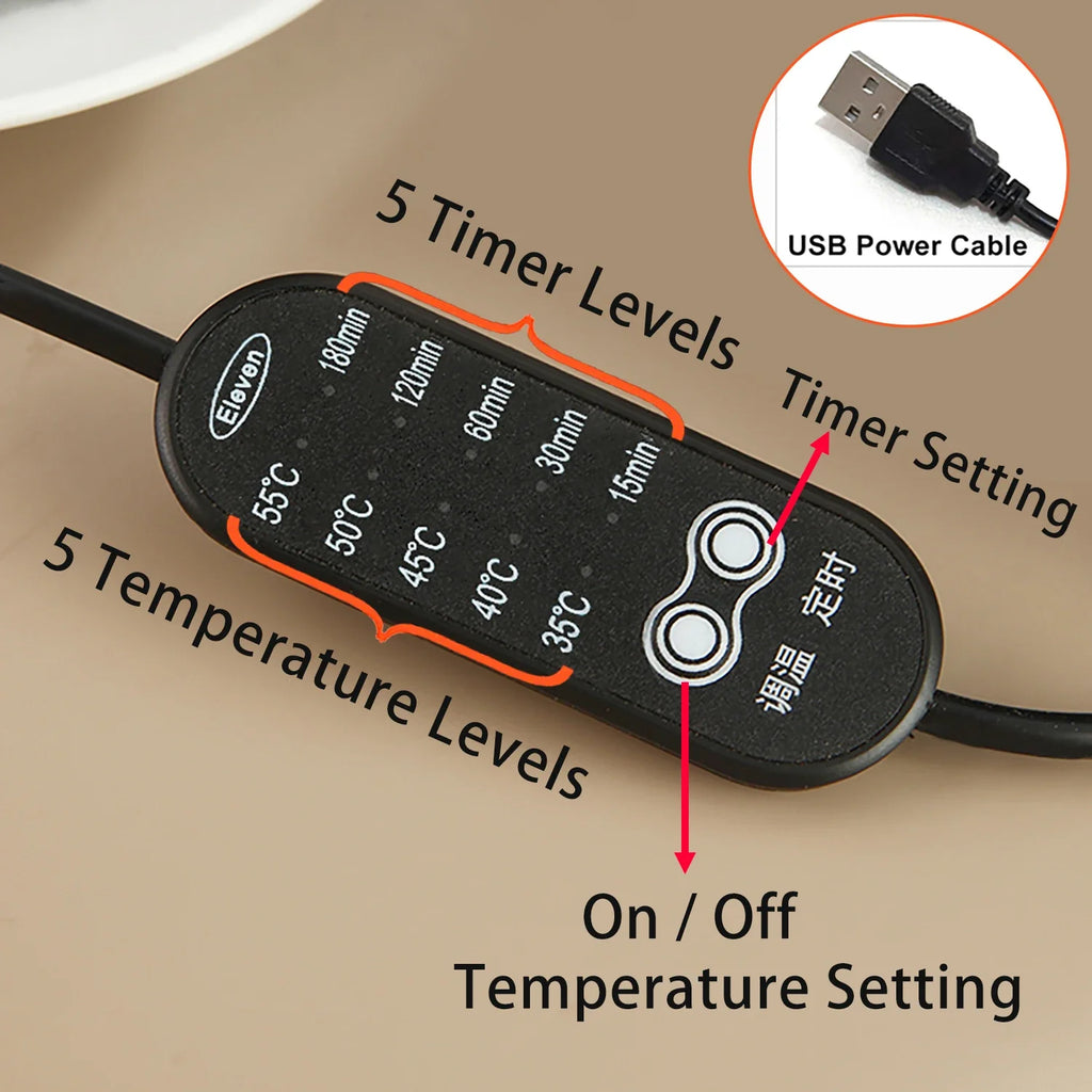Electronic Incense Burner Ceramic Essential Oil Burner Timing Adjustable Temperature Wax Melter Warmer with USB Plug