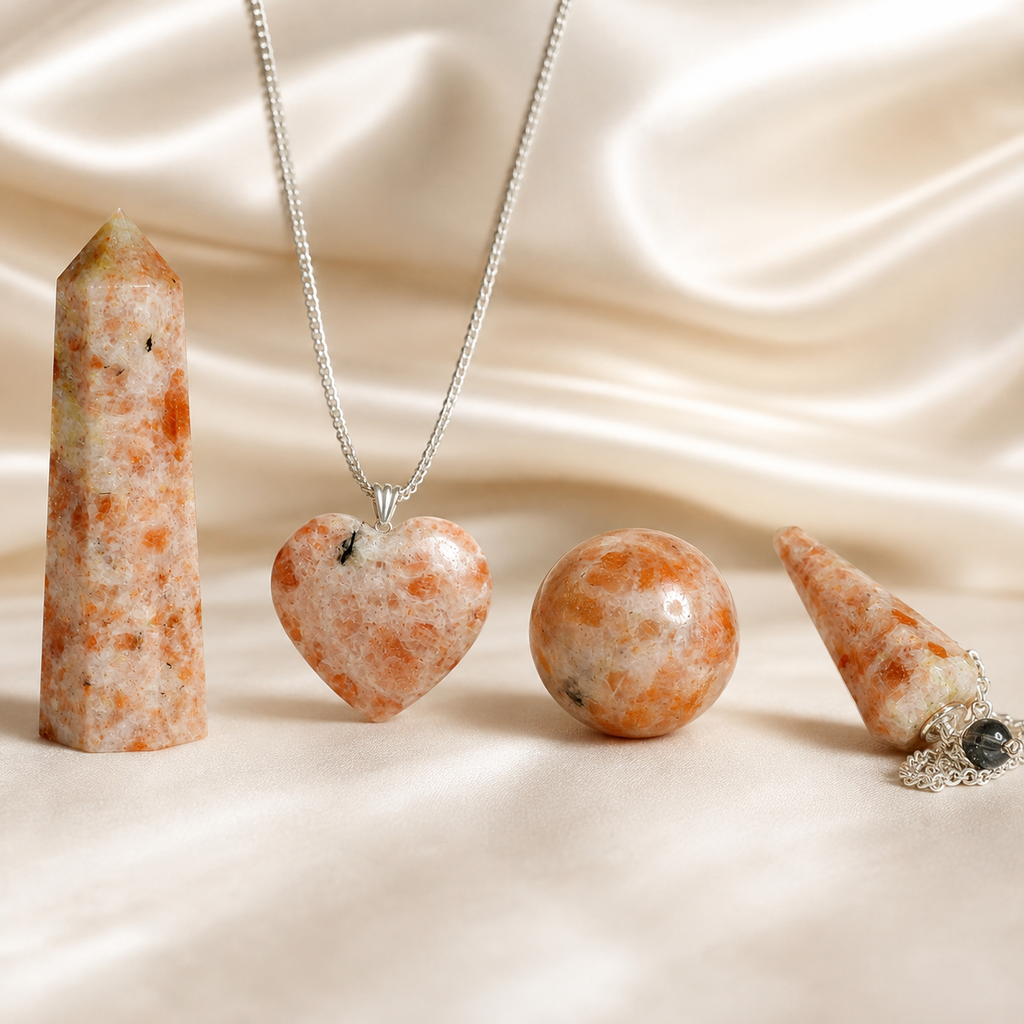 Sunstone Crystal Gift Set For Emotional Support and Protection, Real Polished Gemstones.