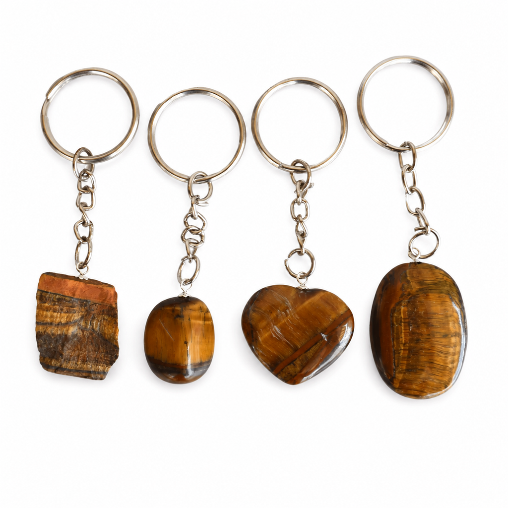Tiger Eye Key Chain, Gemstone Keychain Crystal Key Ring (Creativity and Intuition).