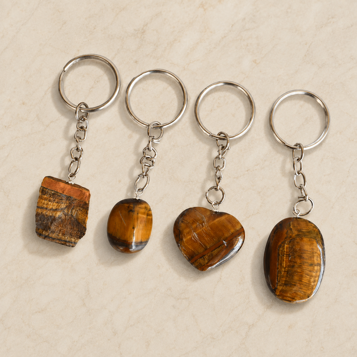 Tiger Eye Key Chain, Gemstone Keychain Crystal Key Ring (Creativity and Intuition).