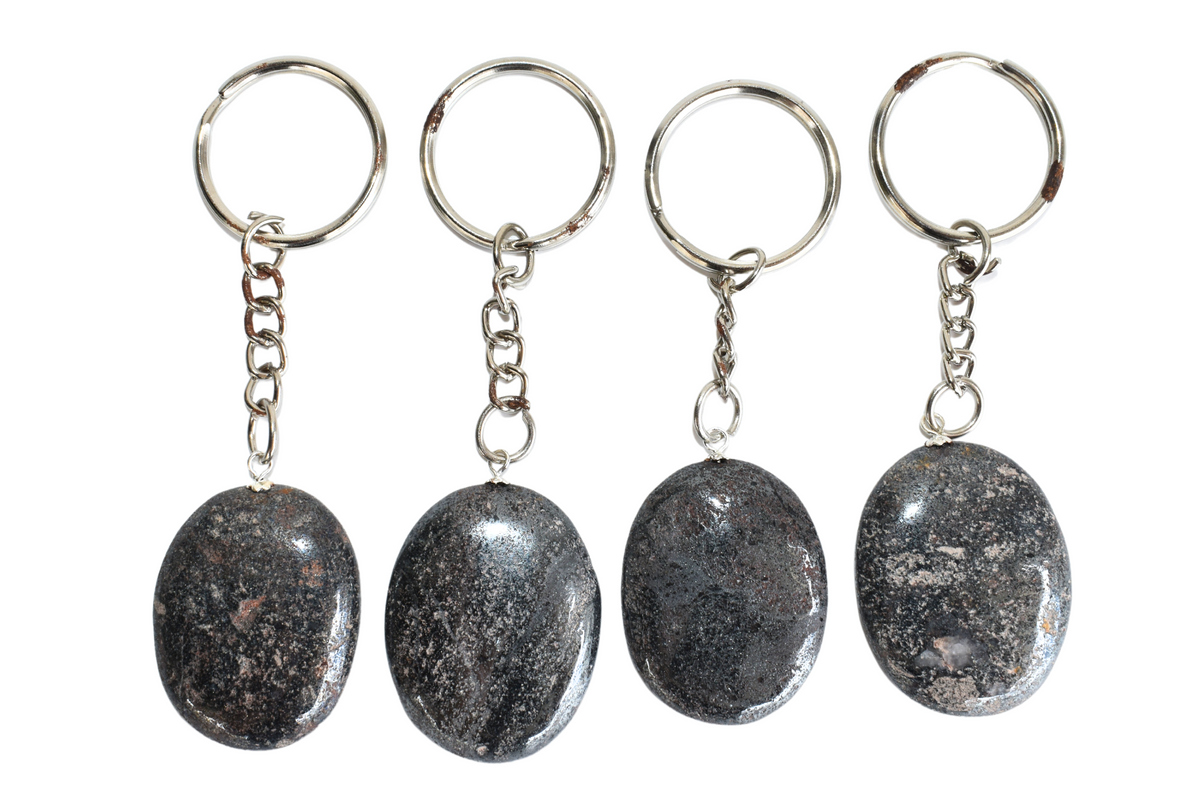 Hematite Key Chain, Gemstone Keychain Crystal Key Ring (Inspiration and Stress Relief)