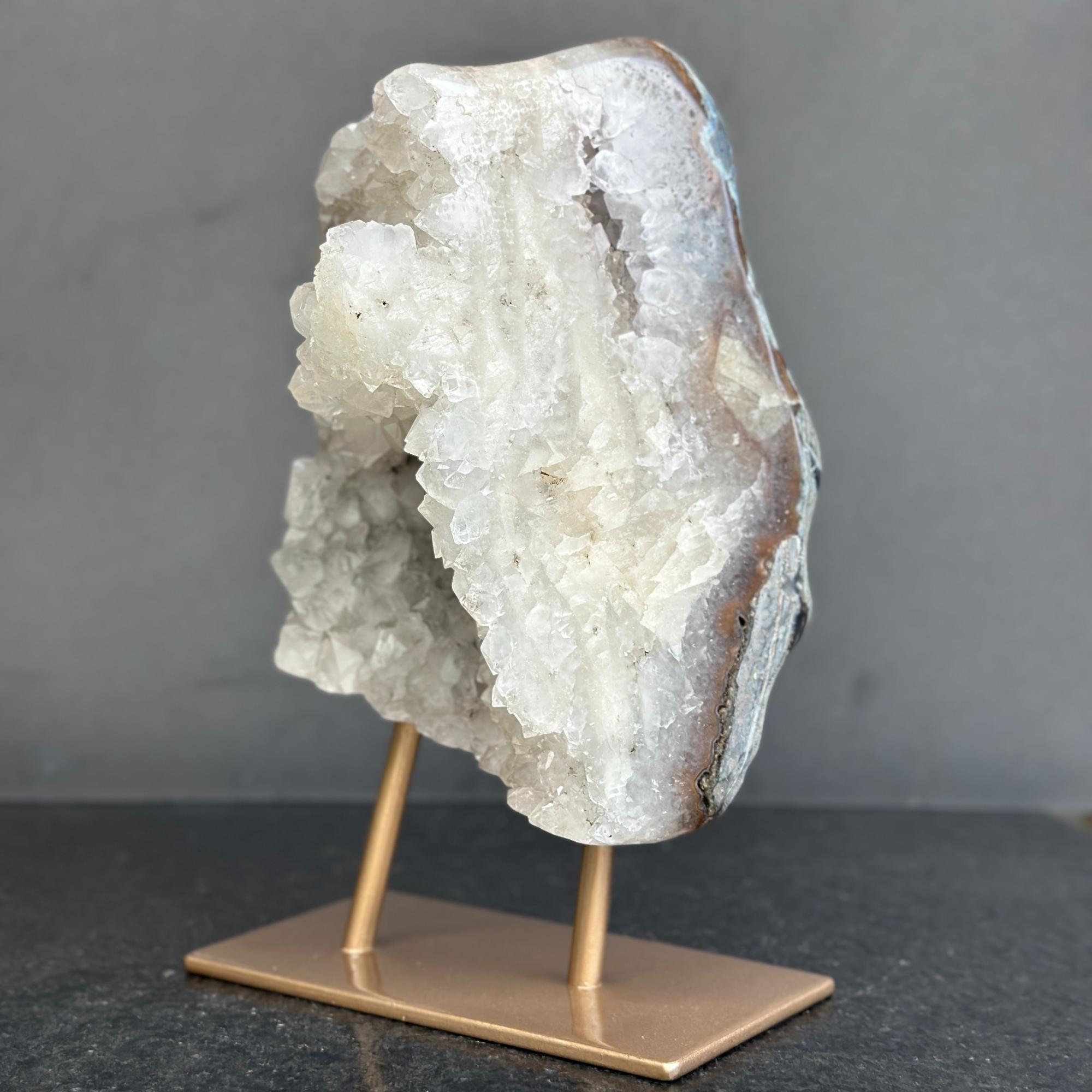 White Quartz With Metal Display Stand