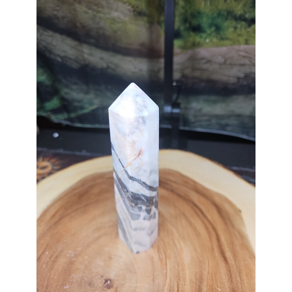 Zebra Stone Tower 347g 6.5in Tall by CrystalCloud Company