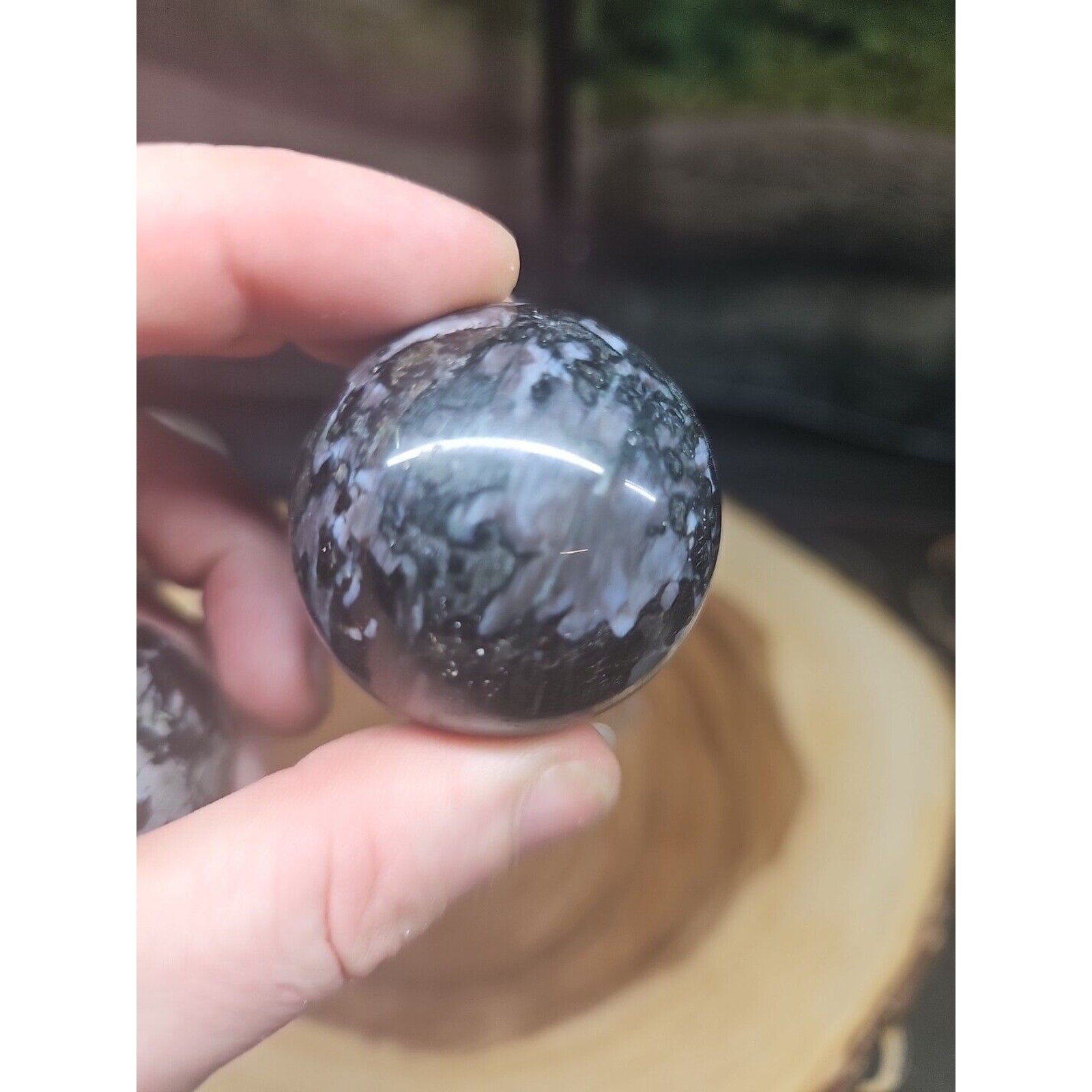 Black Flower of Fog Jasper Quartz Crystal Sphere Pair — 40mm, Madagascar | CrystalCloud Company by CrystalCloud Company