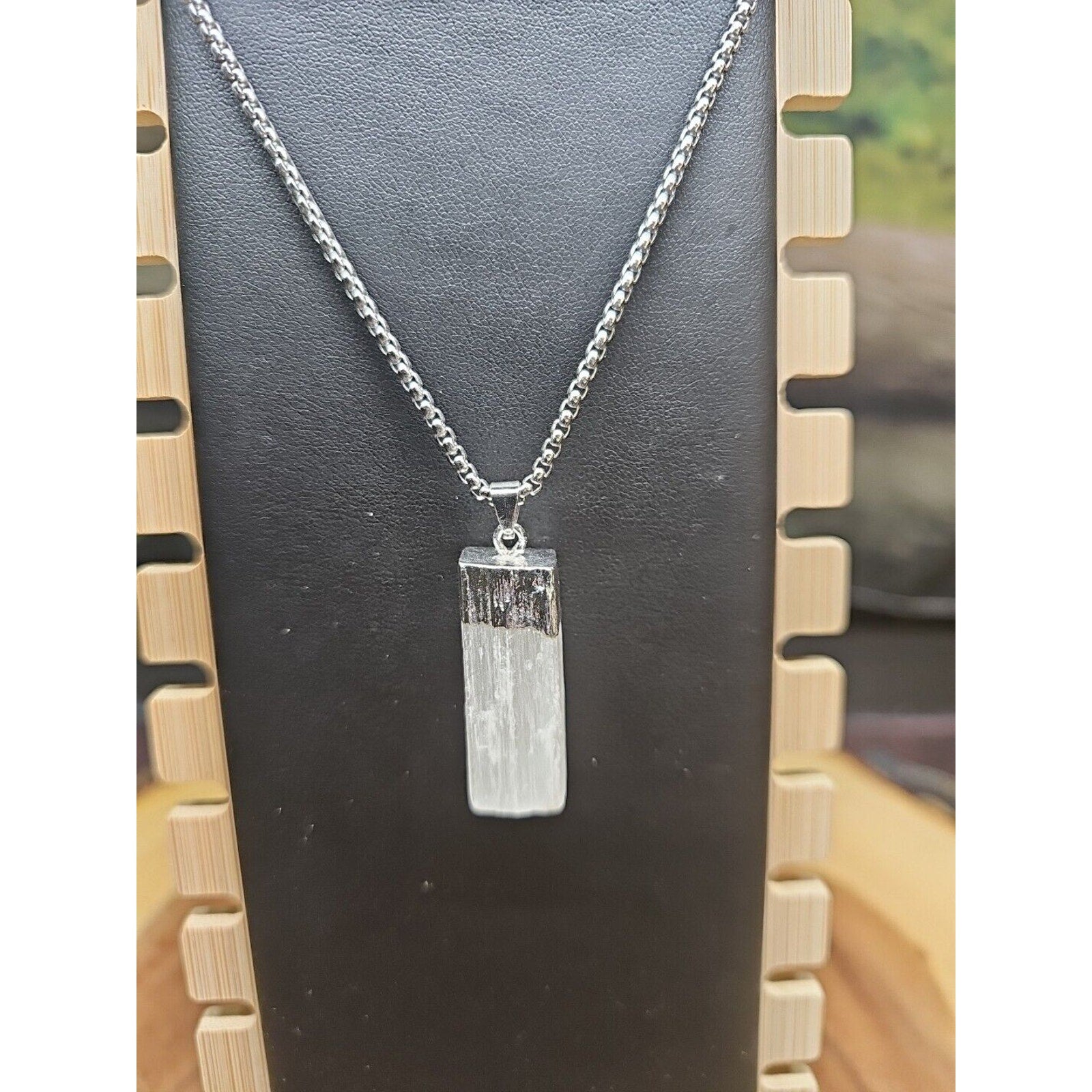 Hexagon Selenite Crystal Necklace - 18in Stainless Steel Chain | CrystalCloud Company by CrystalCloud Company