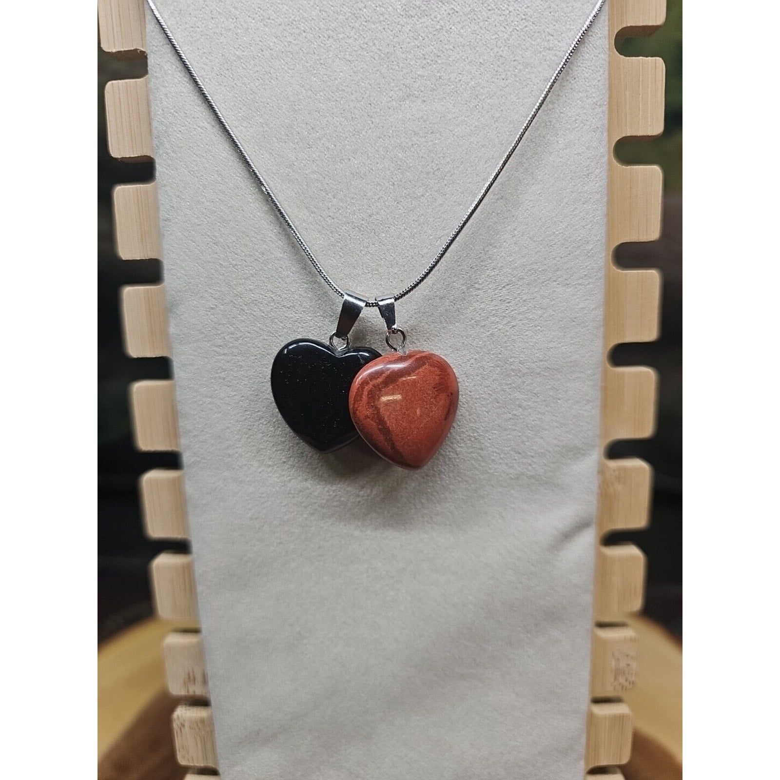 Pendant Necklace 16in Silver Chain Agate Heart by CrystalCloud Company