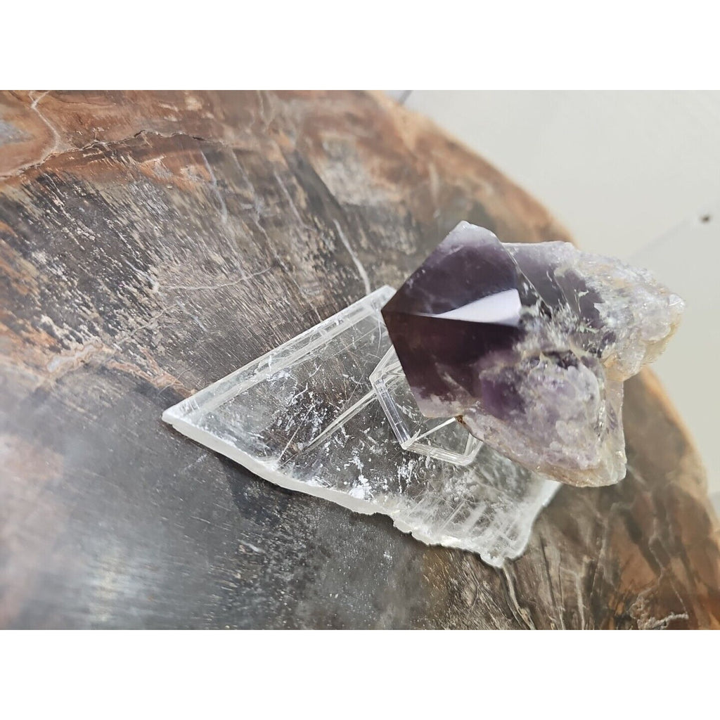Amethyst Crystal Point with Selenite Base — 209g, Brazil | CrystalCloud Company by CrystalCloud Company