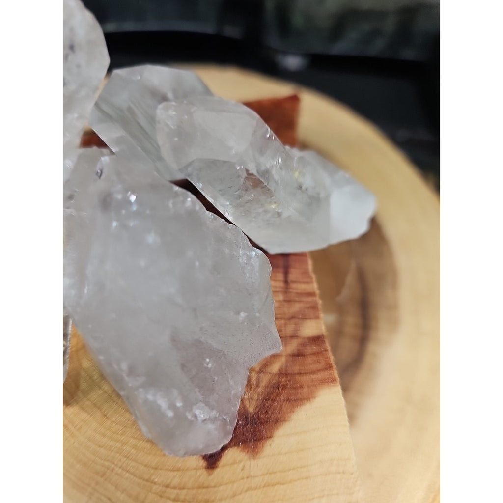 Brazilian Quartz Crystal W/wood Base .77lb Crystals by CrystalCloud Company