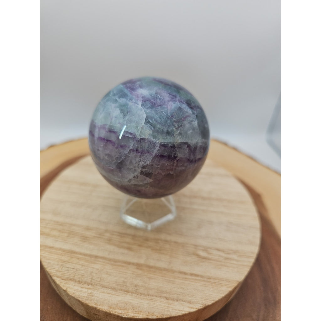 1.09lb Natural Rainbow Fluorite Quartz Crystal Sphere Ball Polished by CrystalCloud Company