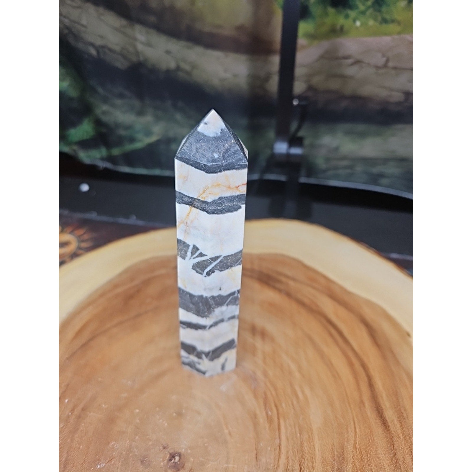 Zebra Stone Tower 341g 6in Tall by CrystalCloud Company