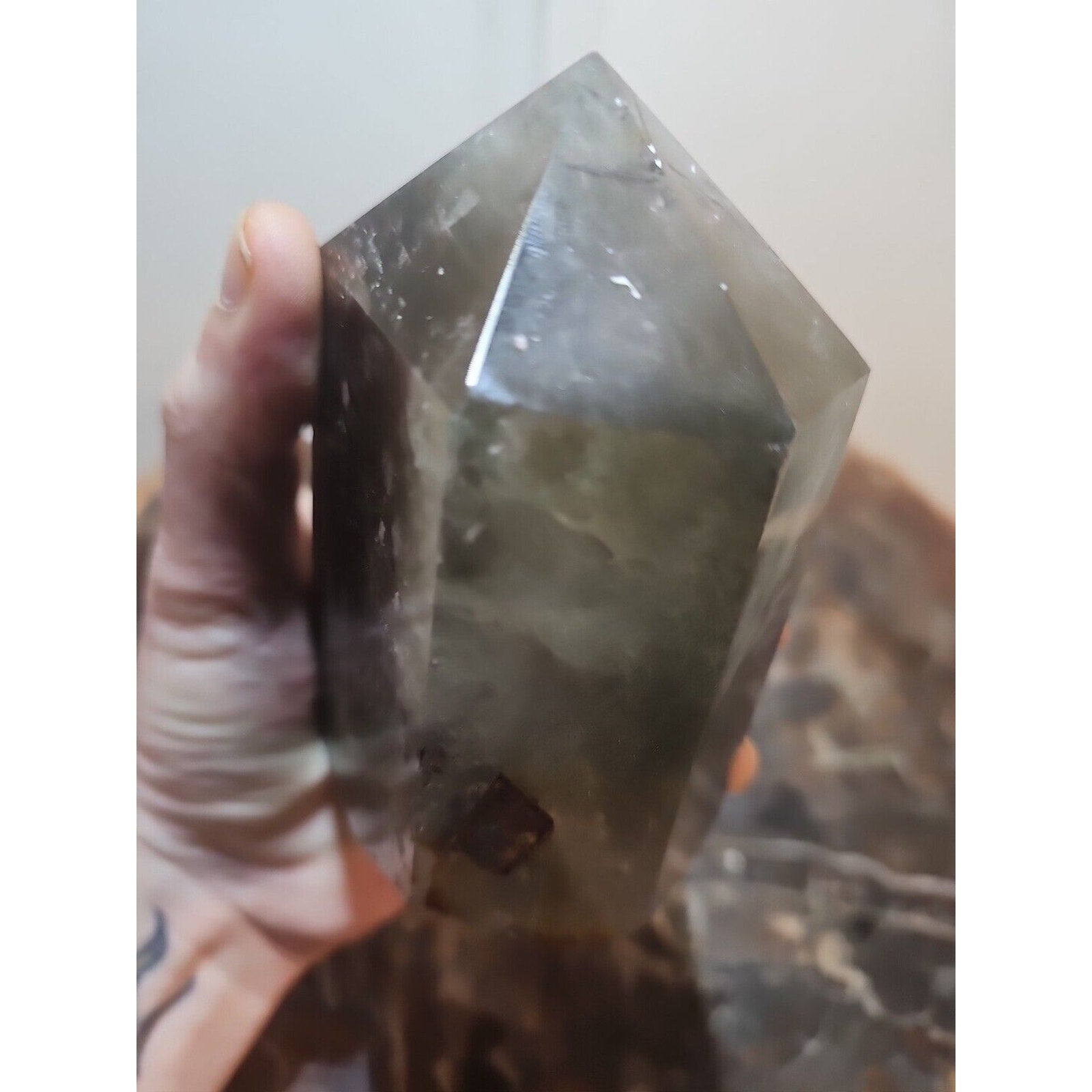 1.73LB Natural Green Ghost Phantom Quartz Crystal Obelisk Wand Point Healing. by CrystalCloud Company