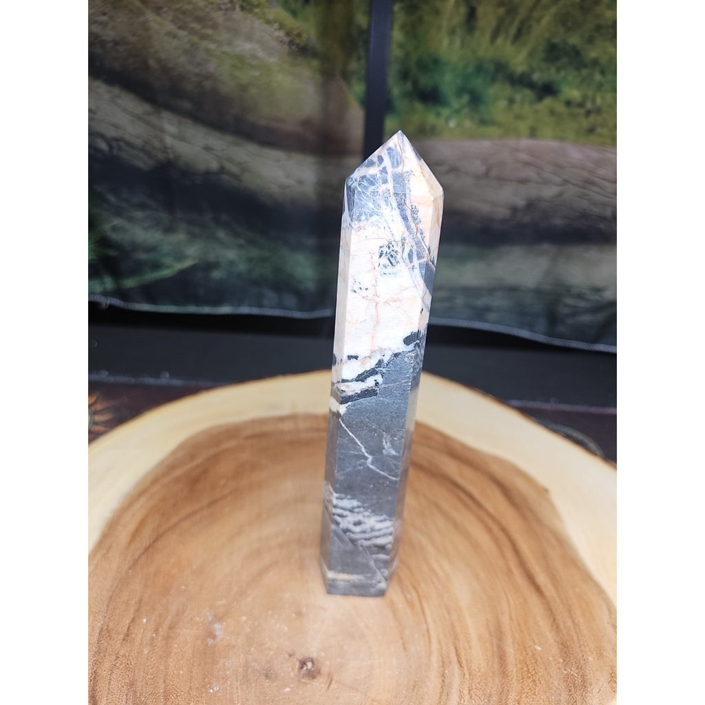Zebra Stone Tower 390g 7.3/4 In Tall by CrystalCloud Company