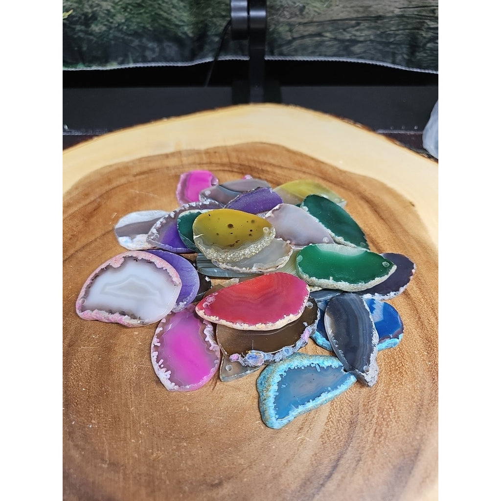 10 agate slices lot W/hole For Pendant by CrystalCloud Company