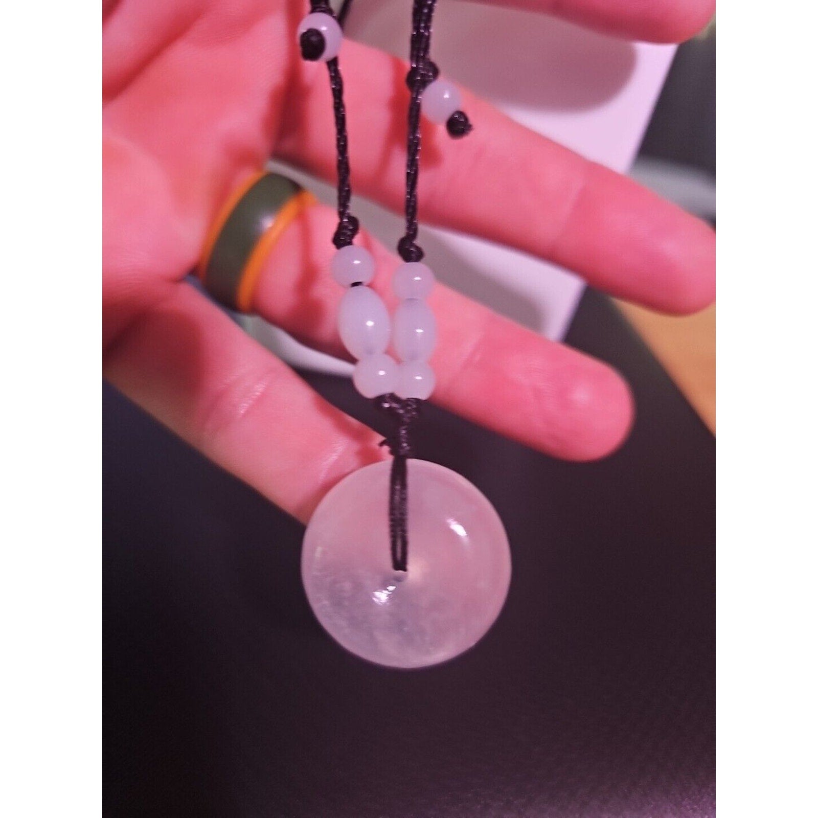 Beautiful! Natural Jade Peace Lucky Buckle Pendant Necklace Healing Adjustable by CrystalCloud Company