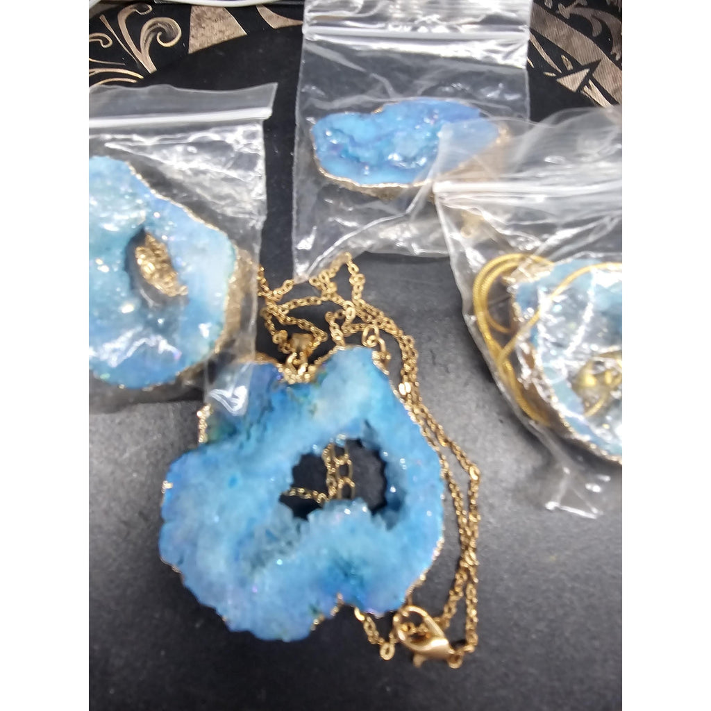 Blue Agate Necklace with 16in Chain by CrystalCloud Company