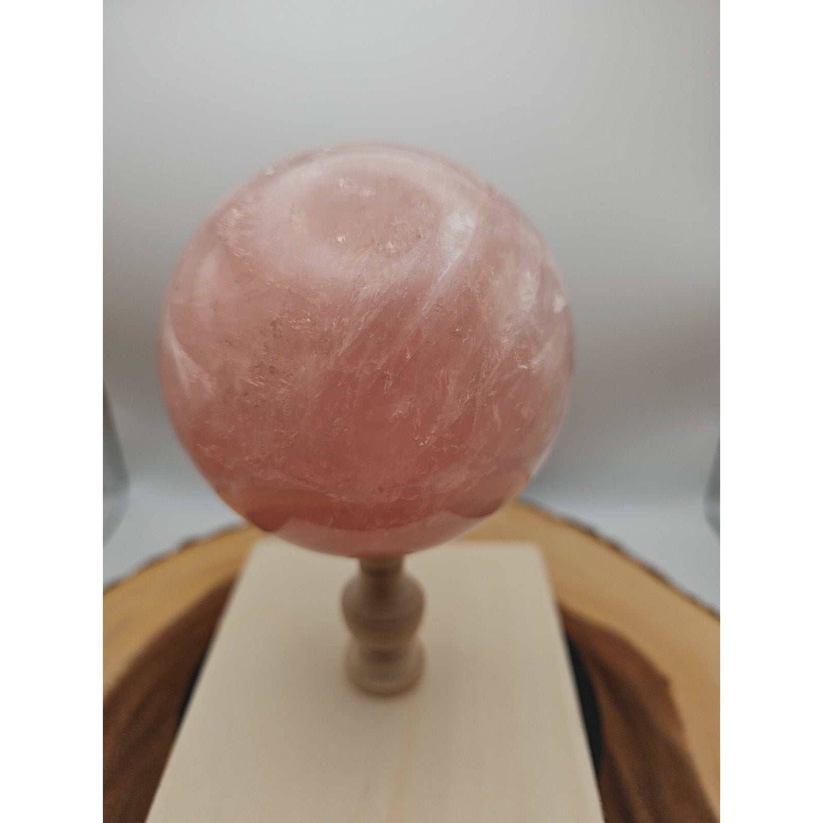 3.04LB Natural Pink Rose Quartz Crystal Sphere 98-107mm W/stand by CrystalCloud Company