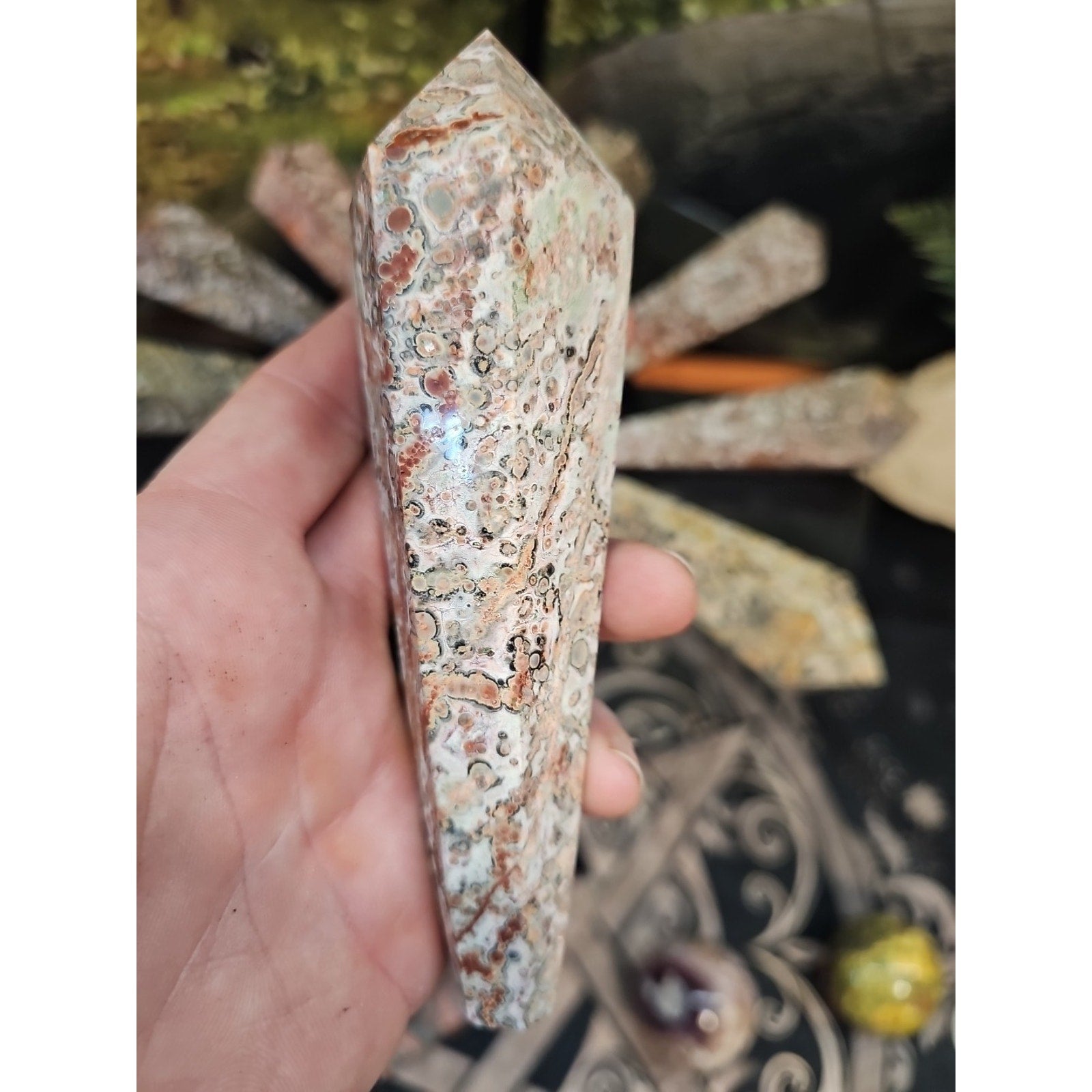 Natural Leopard Skin Jasper Crystal Scepter .40 Avg by CrystalCloud Company