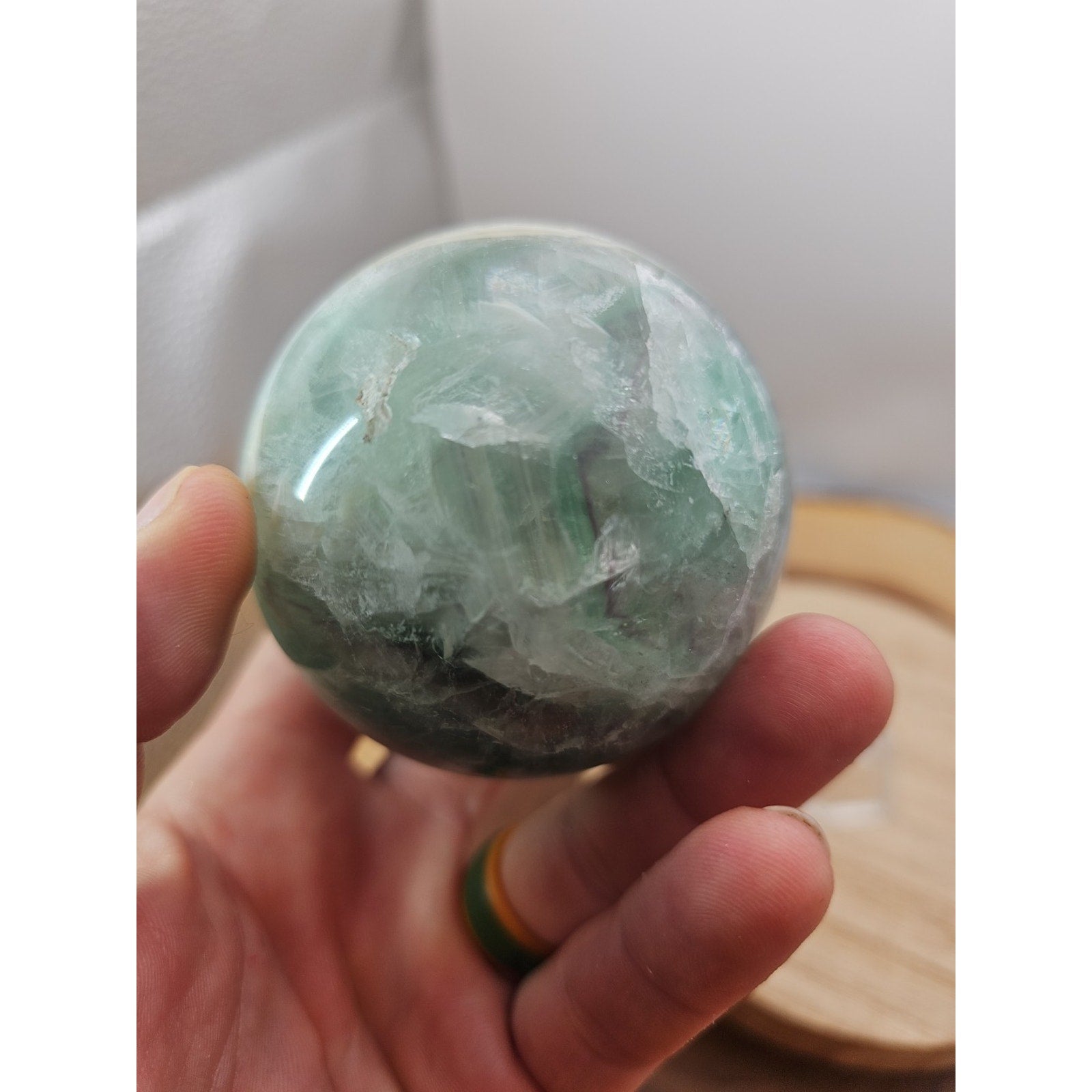 1.16lb Natural Rainbow Fluorite Quartz Crystal Sphere Ball Polished by CrystalCloud Company