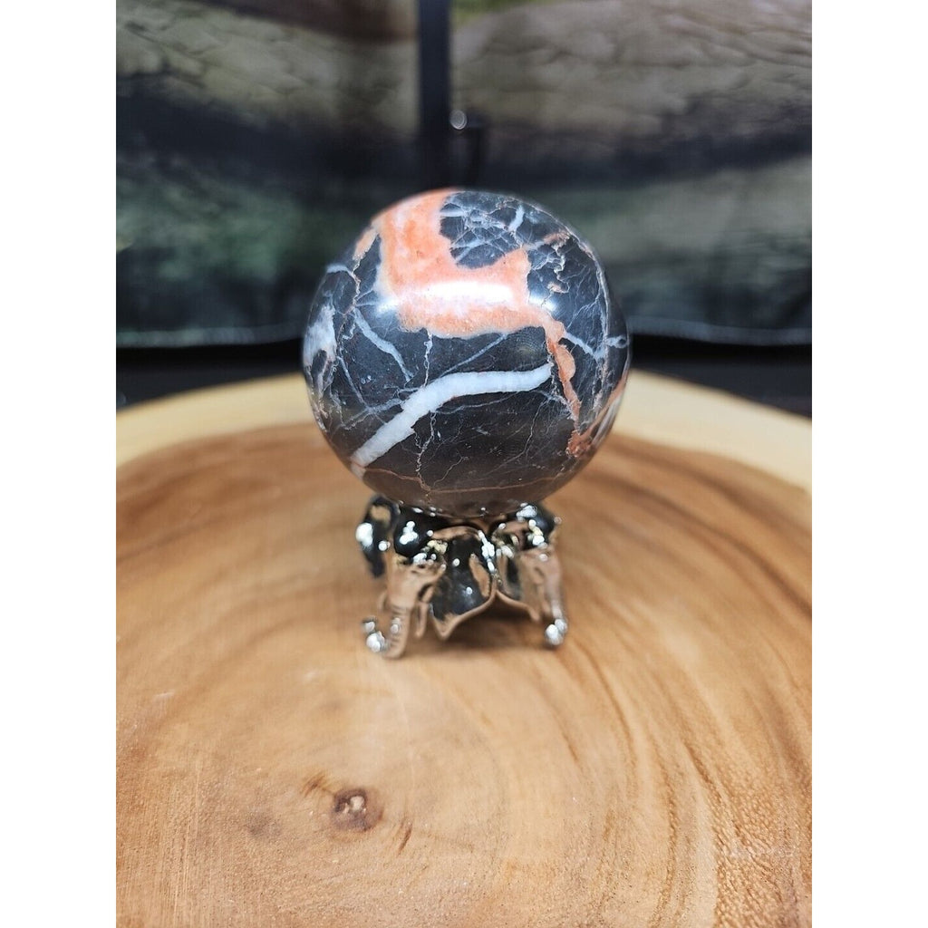 Ocean Jasper Sphere .75lbs 58mm. W/ Elephant Stand by CrystalCloud Company