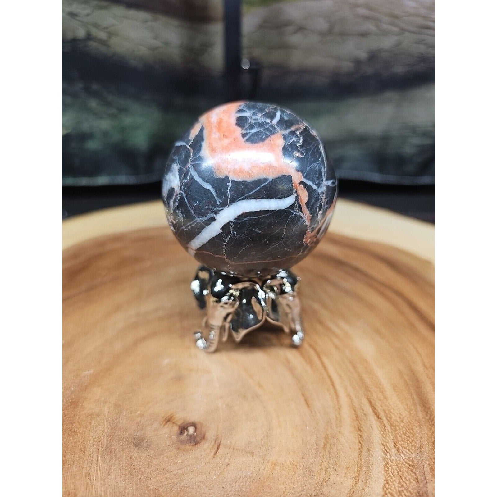 Ocean Jasper Sphere .75lbs 58mm. W/ Elephant Stand by CrystalCloud Company