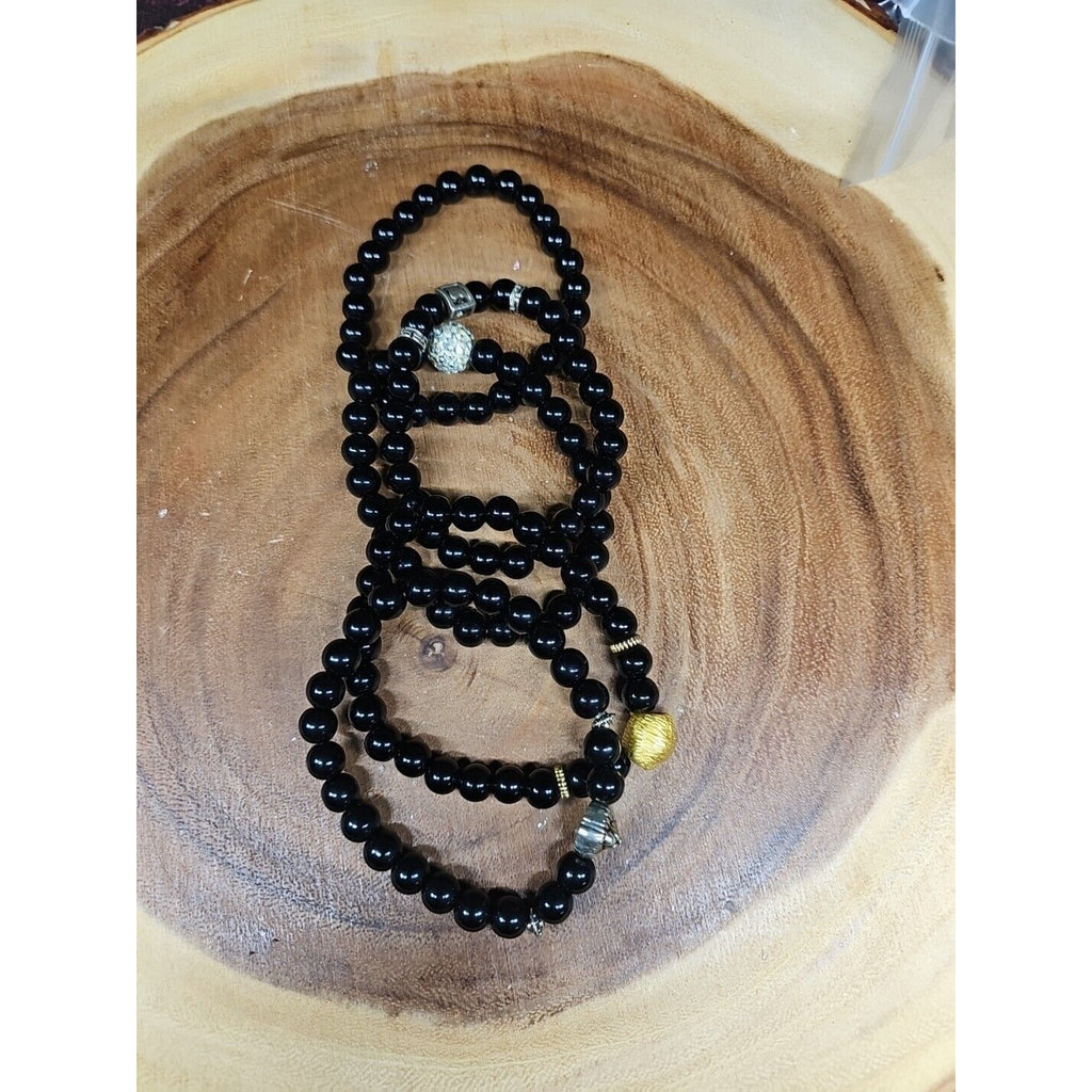 Natural Obsidian Stone Bracelets 5pc Set by CrystalCloud Company