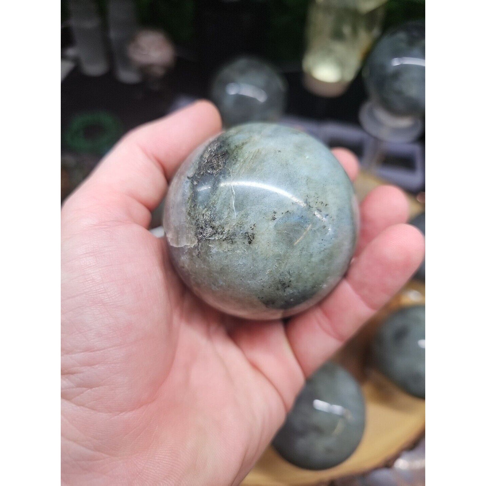 .95LB Avg 1Pc Natural Rainbow Labradorite Crystal Sphere Ball Polished by CrystalCloud Company