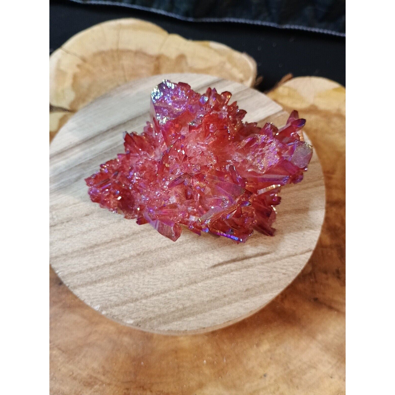 0.6lb Rainbow Aqua Aura Quartz Crystal Cluster Points Titanium Coating by CrystalCloud Company
