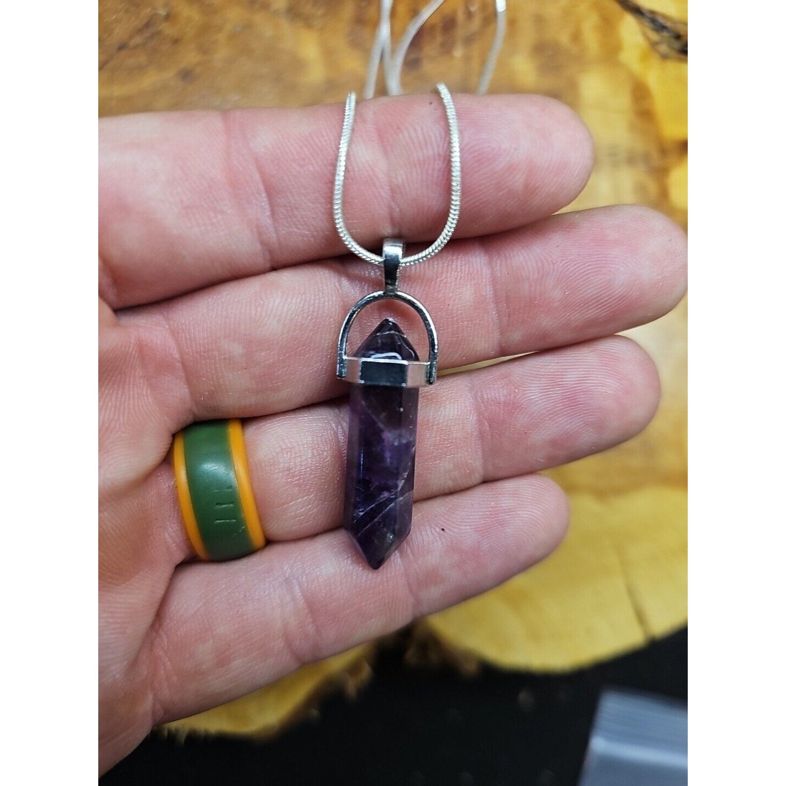 Amethyst Crystal Hexagon Pendant Necklace — 16in Silver Chain | CrystalCloud Company by CrystalCloud Company