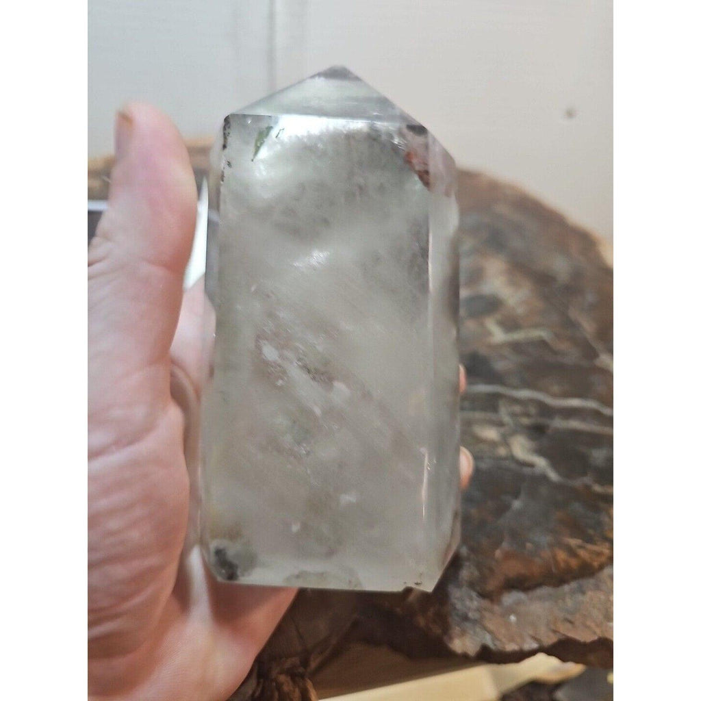 Madagascar Green Ghost Phantom Quartz Obelisk - 1.73LB Vitreous Healing Point | CrystalCloud Company by CrystalCloud Company