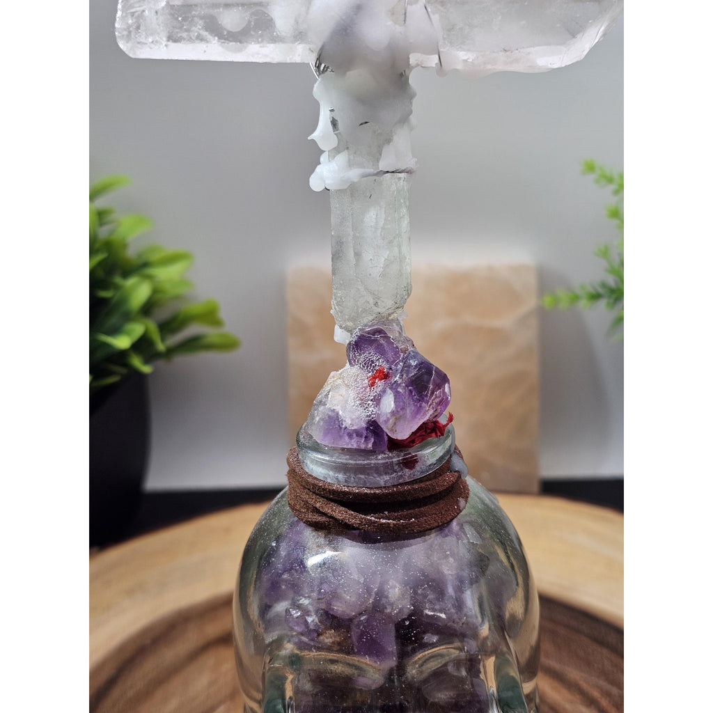 Skull & quartz cross by CrystalCloud Company