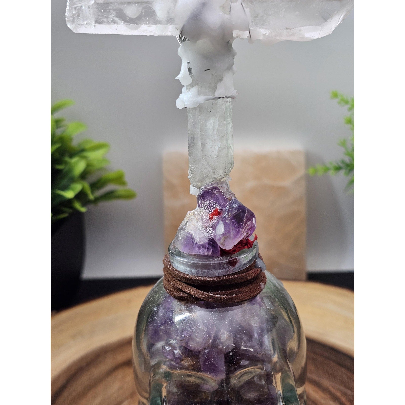 Skull & quartz cross by CrystalCloud Company
