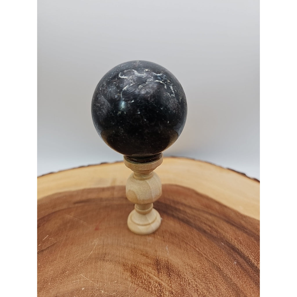 Arfvedsonite Garnet Sphere 276g With Stand by CrystalCloud Company